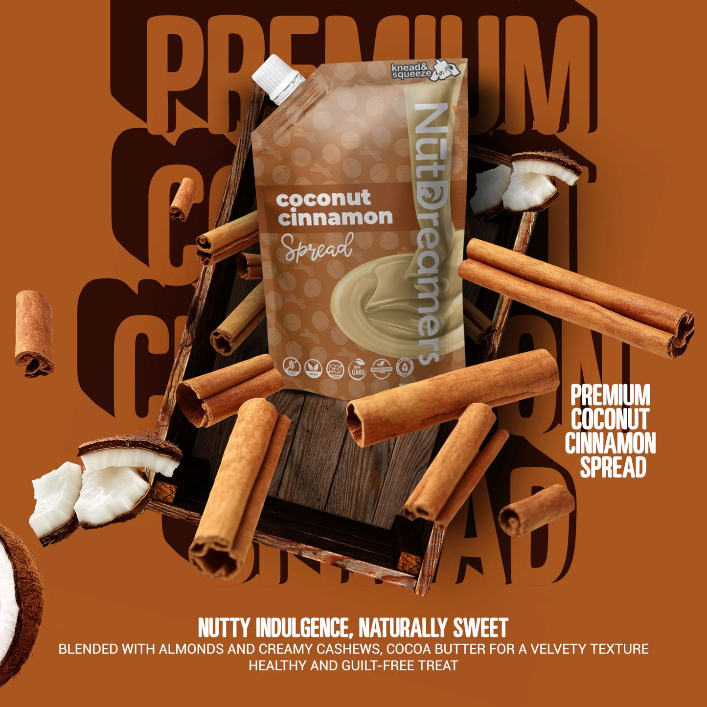 Nut Dreamers Coconut Cream And Cinnamon Spread, Coconut Butter For Pancakes, Yogurt Or Smoothies, Keto-Friendly, Vegan, Gluten-F