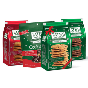 TateS Bake Shop Holiday Cookies Variety Pack  Chocolate Chip  Toffee  And Flavor Blendgersnap Cookies  Plus Peppermint Bark  4 Bags