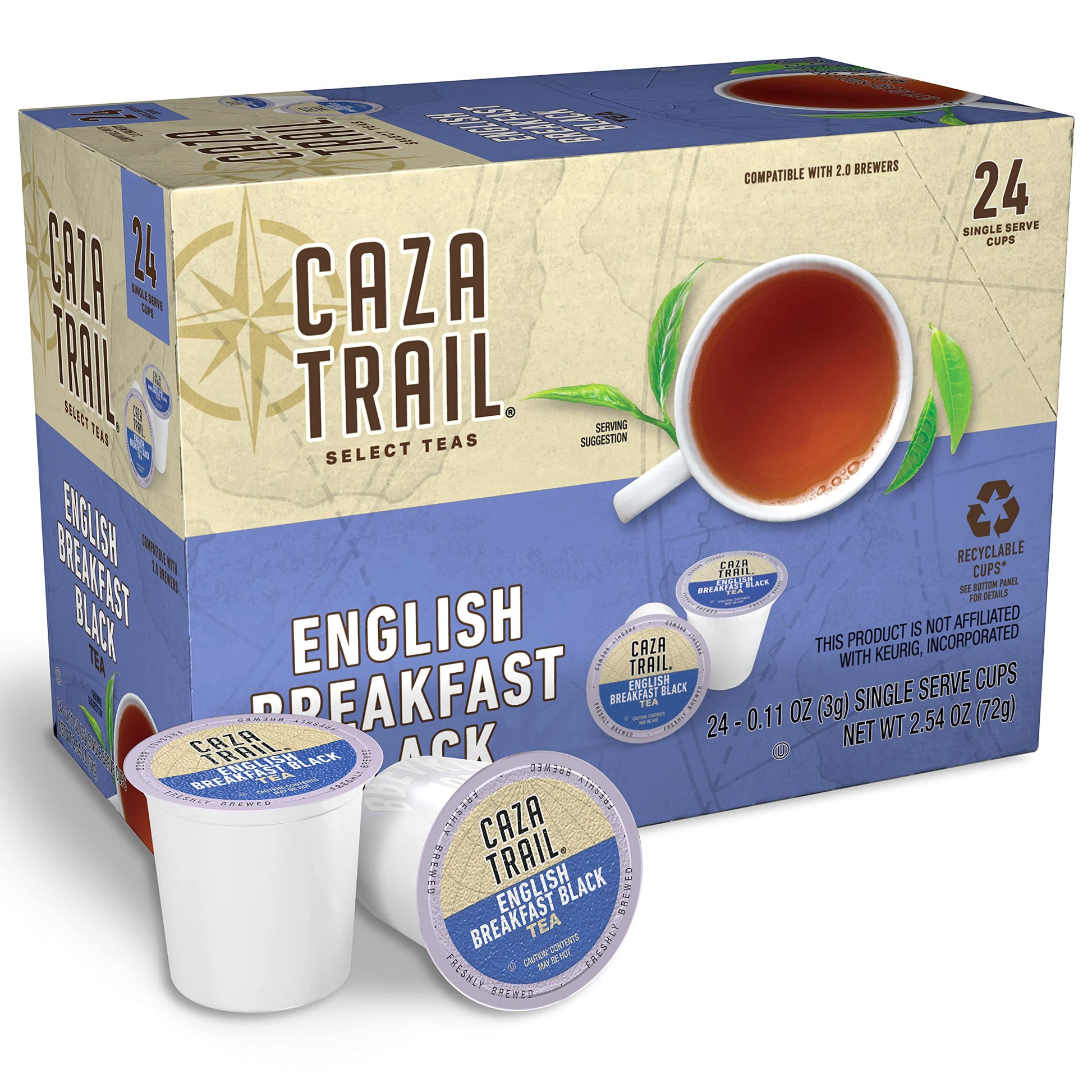Caza Trail English Breakfast Black Tea Pods, Single Serve, 24 Count, Packaging May Vary