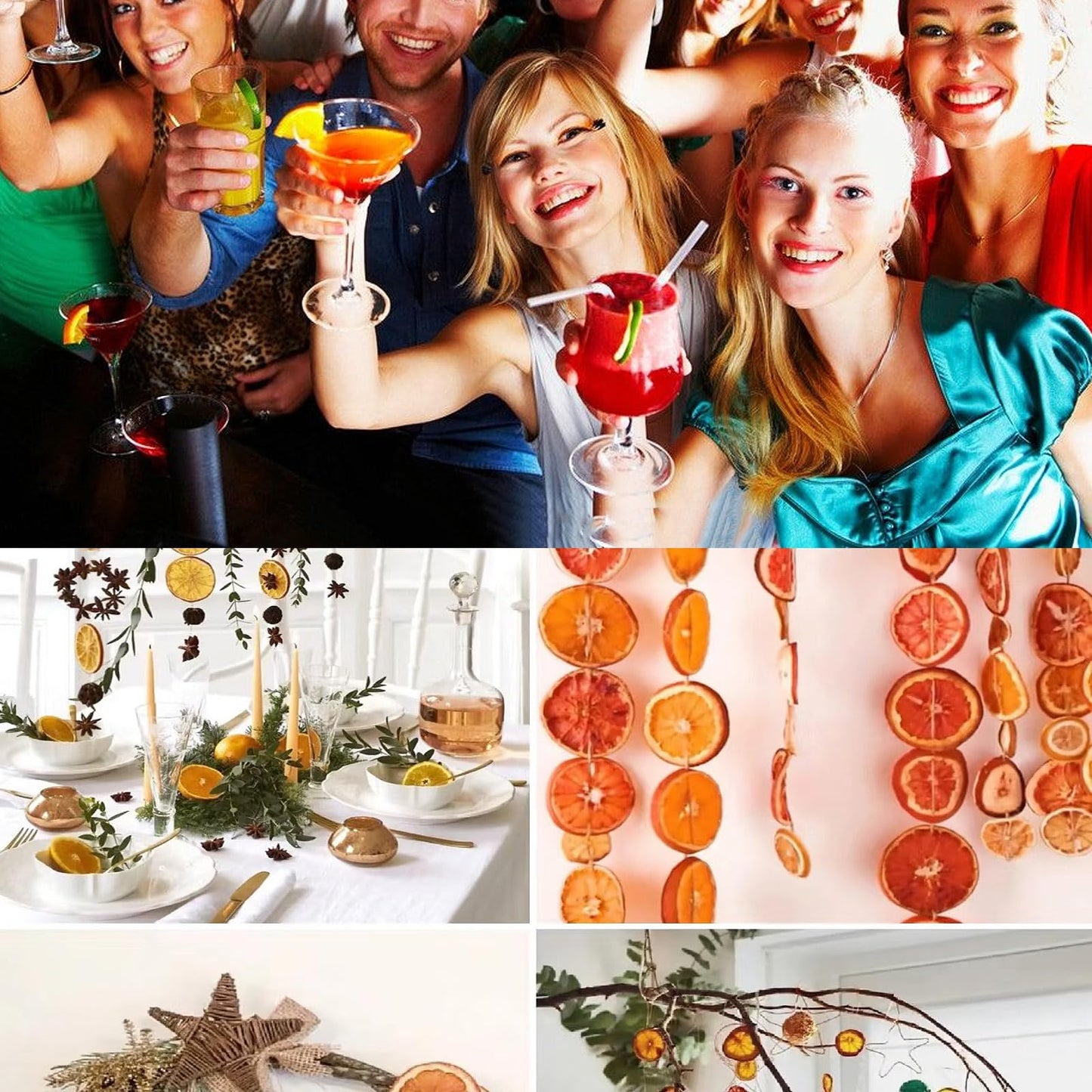 Syveyilla Dehydrated Fruit Slices Cocktail Garnish Set - Dried Orange, Lime, Lemon, 255g/9oz, Includes 10 Drink Umbrella Picks