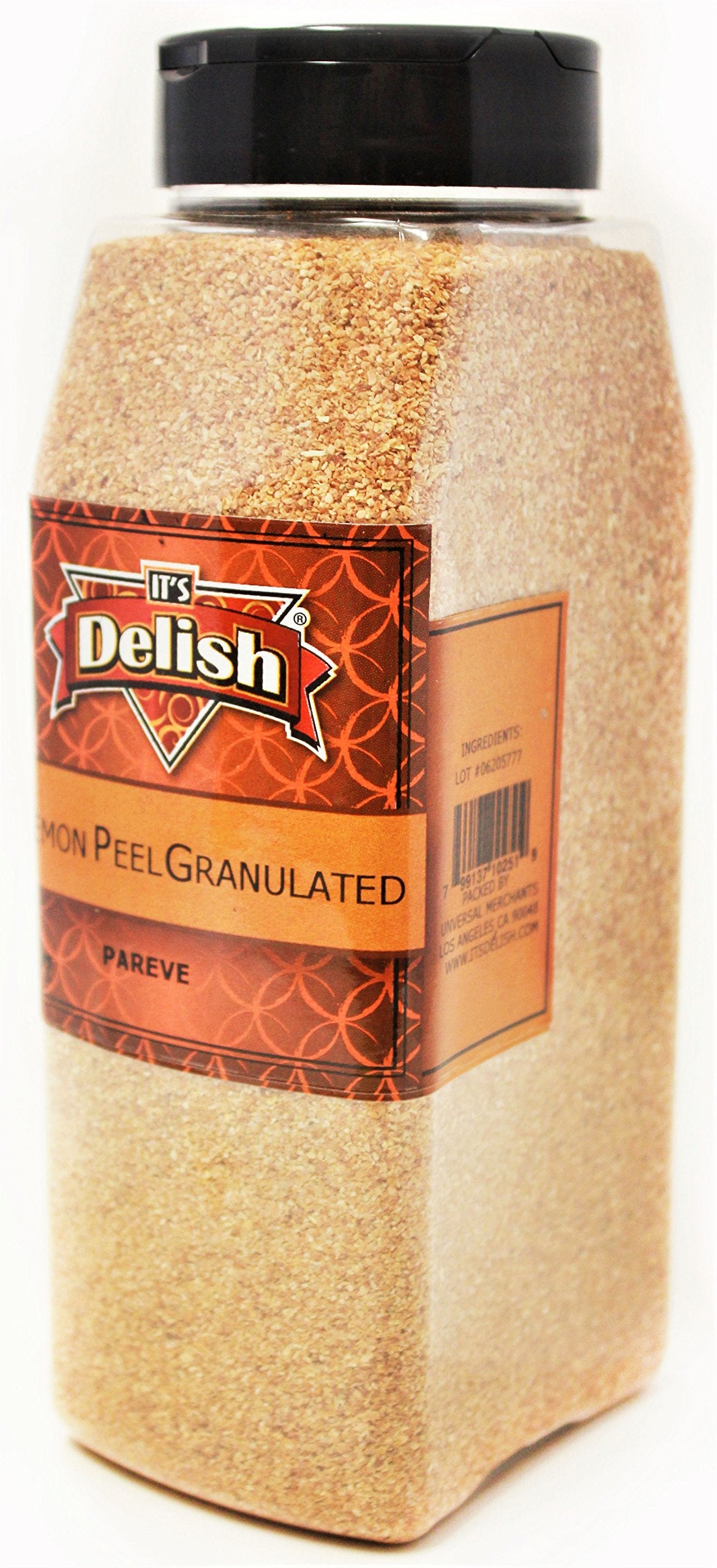 Its Delish Gourmet Granulated Lemon Peel - 100% Natural - 18 Oz Jar - Kosher, Vegan - Perfect for Tea, Cooking, Baking, Flavoring
