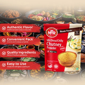 Mtr Spiced Chutney Powder - Indian Spice Blend With Black Gram Dal, Red Chilli, Curry Leaves, Mustard, And Asafoetida - Instant