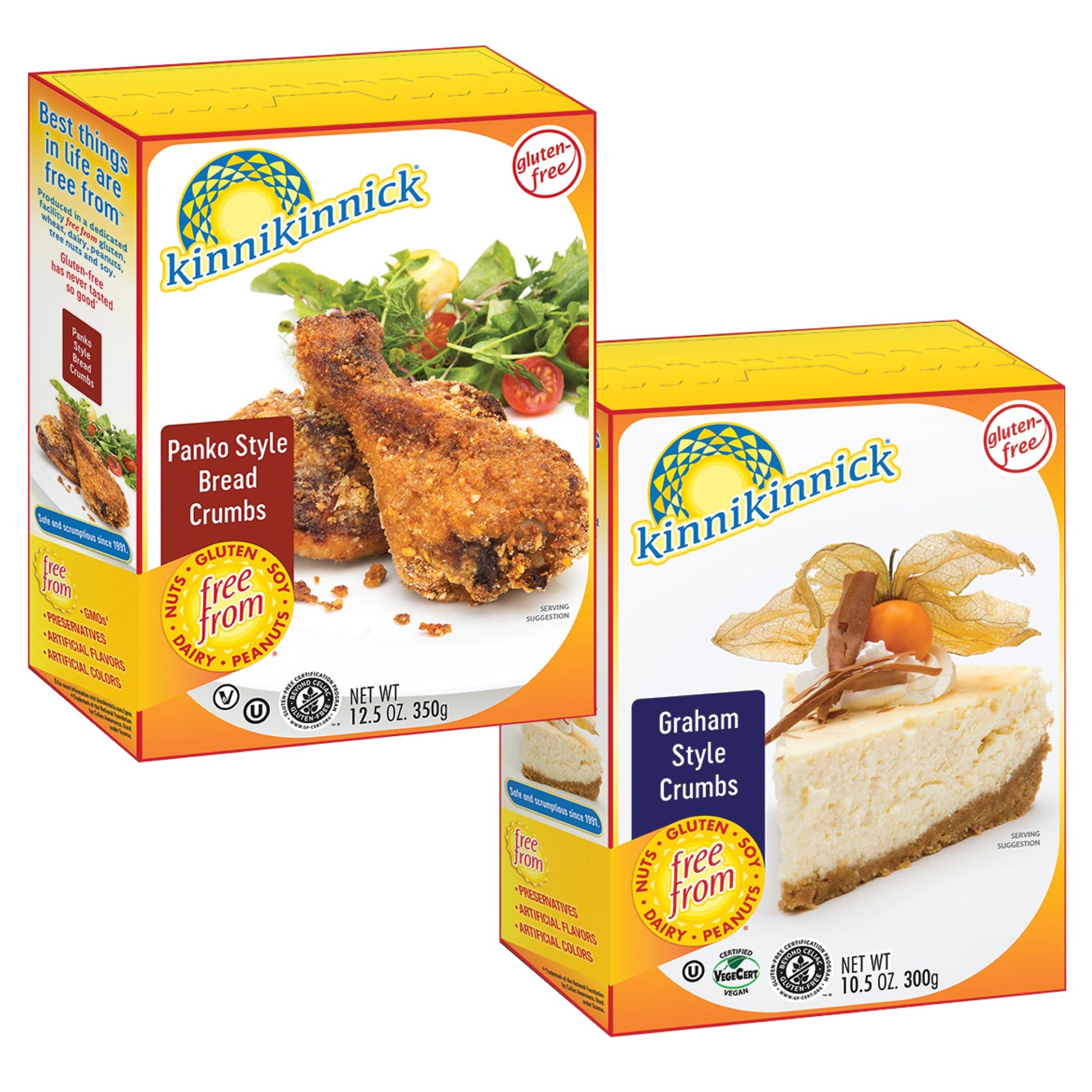 Kinnikinnick Crumb Variety Pack - Graham Style Crumbs and Panko Style Bread Crumbs - Gluten Free, Allergy Friendly Vegan Bread C