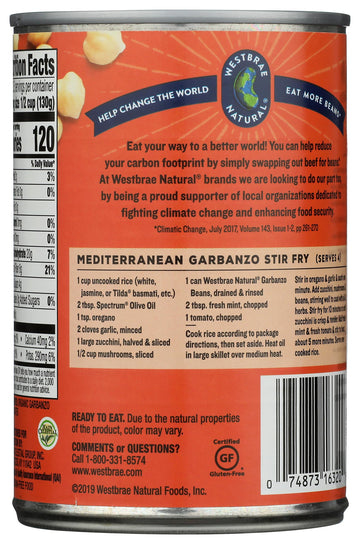 Westbrae Natural, Beans Garbanzo Organic, 15 Ounce