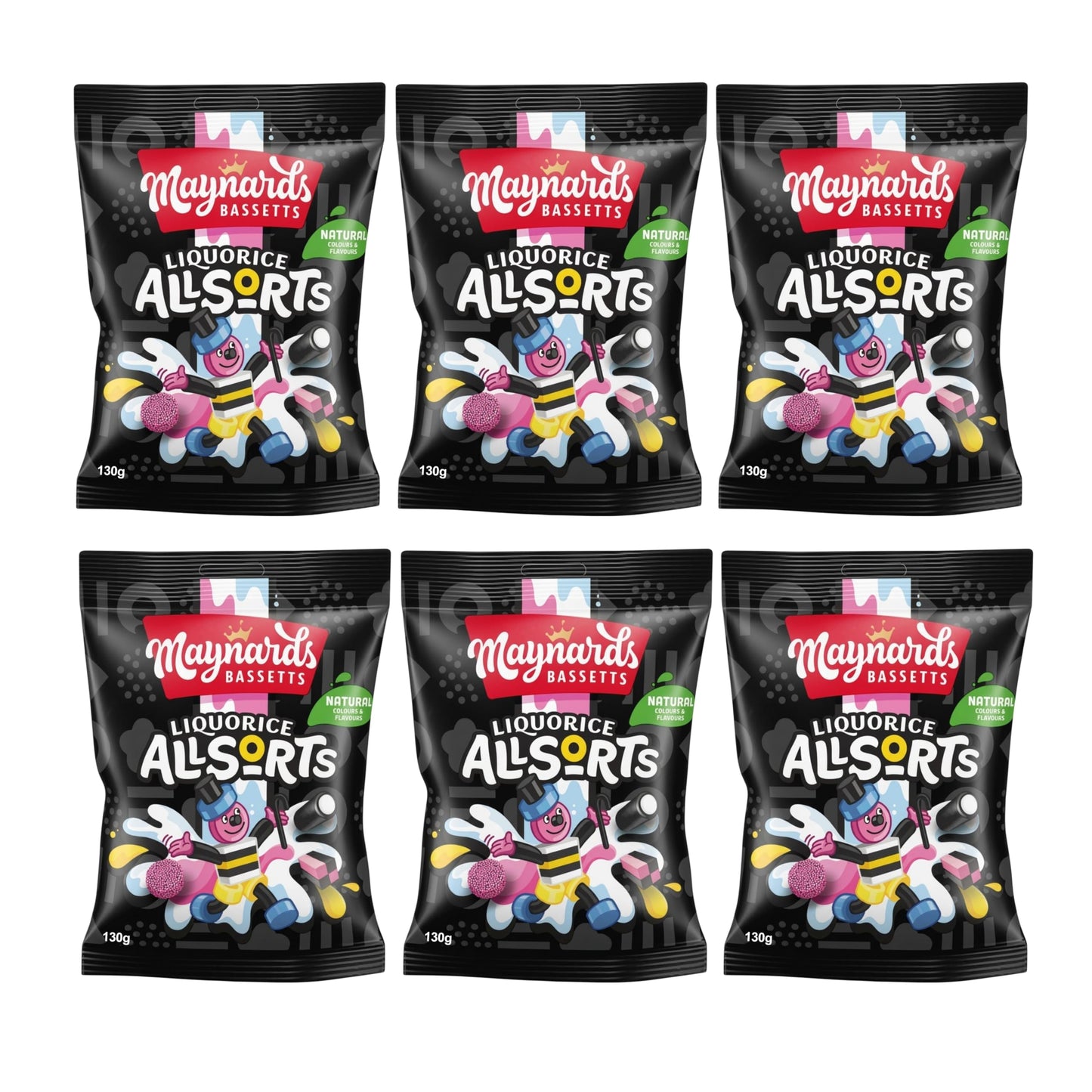 Maynards Bassetts Liquorice Allsorts Sweets Bag (130g x 6)