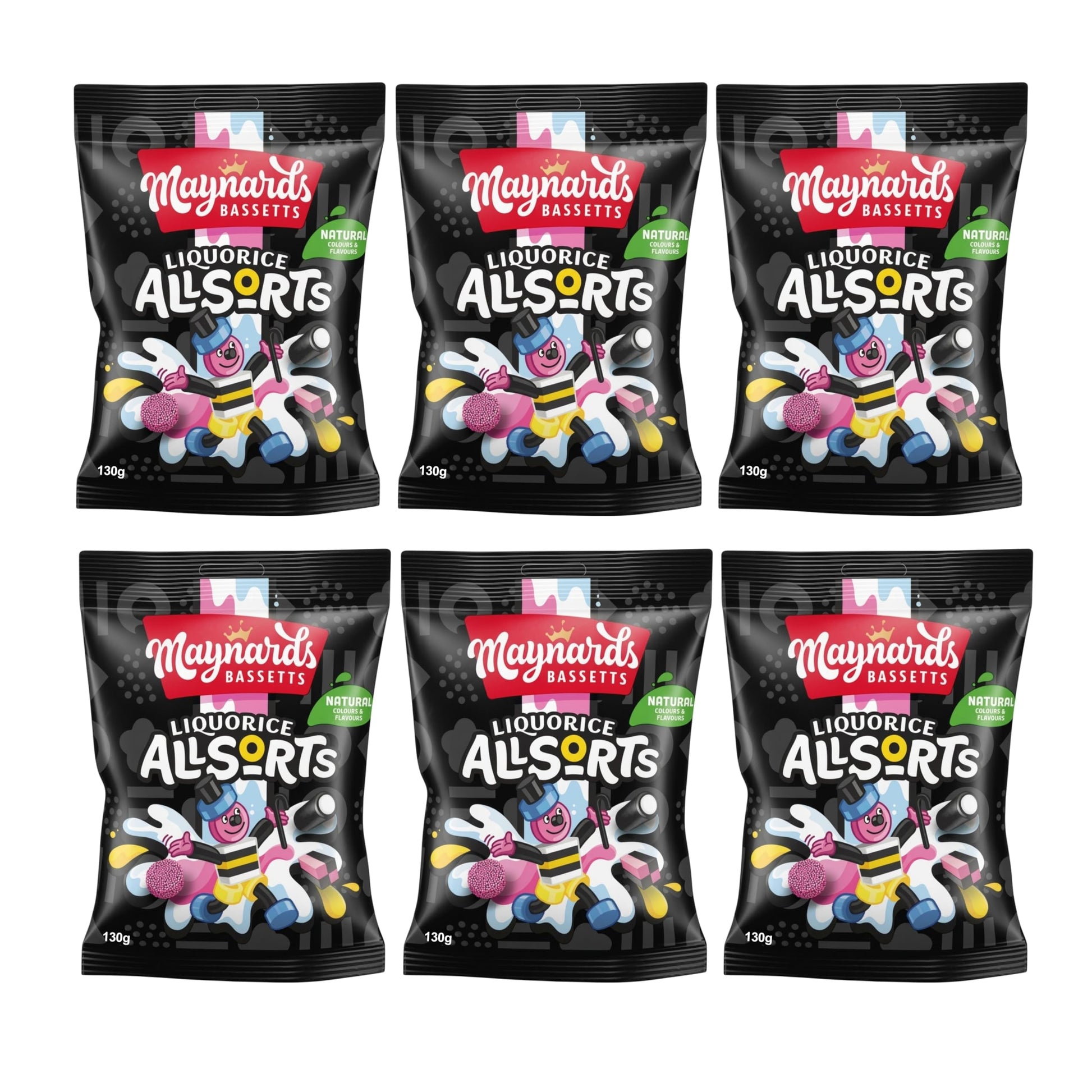 Maynards Bassetts Liquorice Allsorts Sweets Bag (130g x 6)