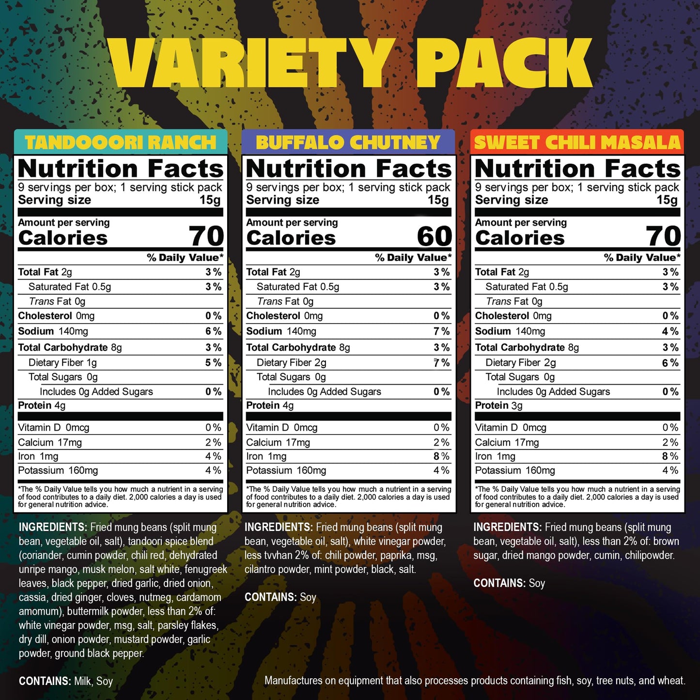 Daal By Keen Crunchy Mung Bean Snacks - Variety Pack - Plant-Based Protein, High Fiber, Gluten Free & Nut-Free - Mix into Salads