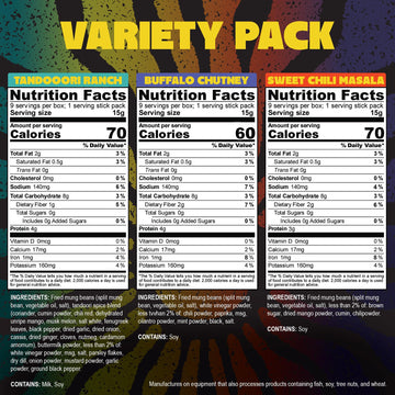 Daal By Keen Crunchy Mung Bean Snacks - Variety Pack - Plant-Based Protein, High Fiber, Gluten Free & Nut-Free - Mix into Salads