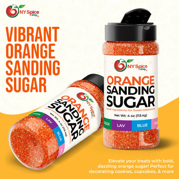 Ny Spice Shop Orange Sanding Sugar For Memorial Day - 4 Ounce Sweet Colorful Edible Sprinkles For Candy Dish - Chocolate Sprinkl