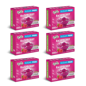 Simply Delish Plant Based Natural Raspberry Jel Dessert – 6 Pack – Zero Sugar, 0G Net Carbs, Gluten Free, Vegan, Diabetic & Allergen Free