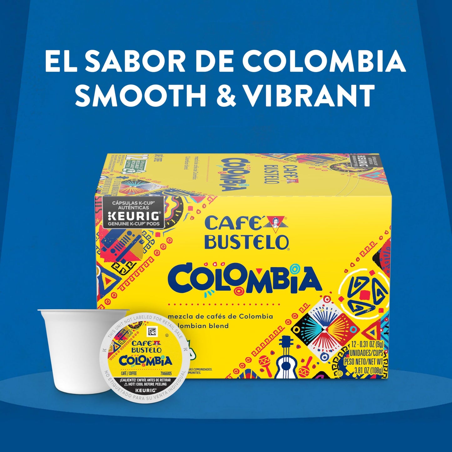 Café Bustelo Colombian Blend Coffee, 12 Keurig K-Cup Pods