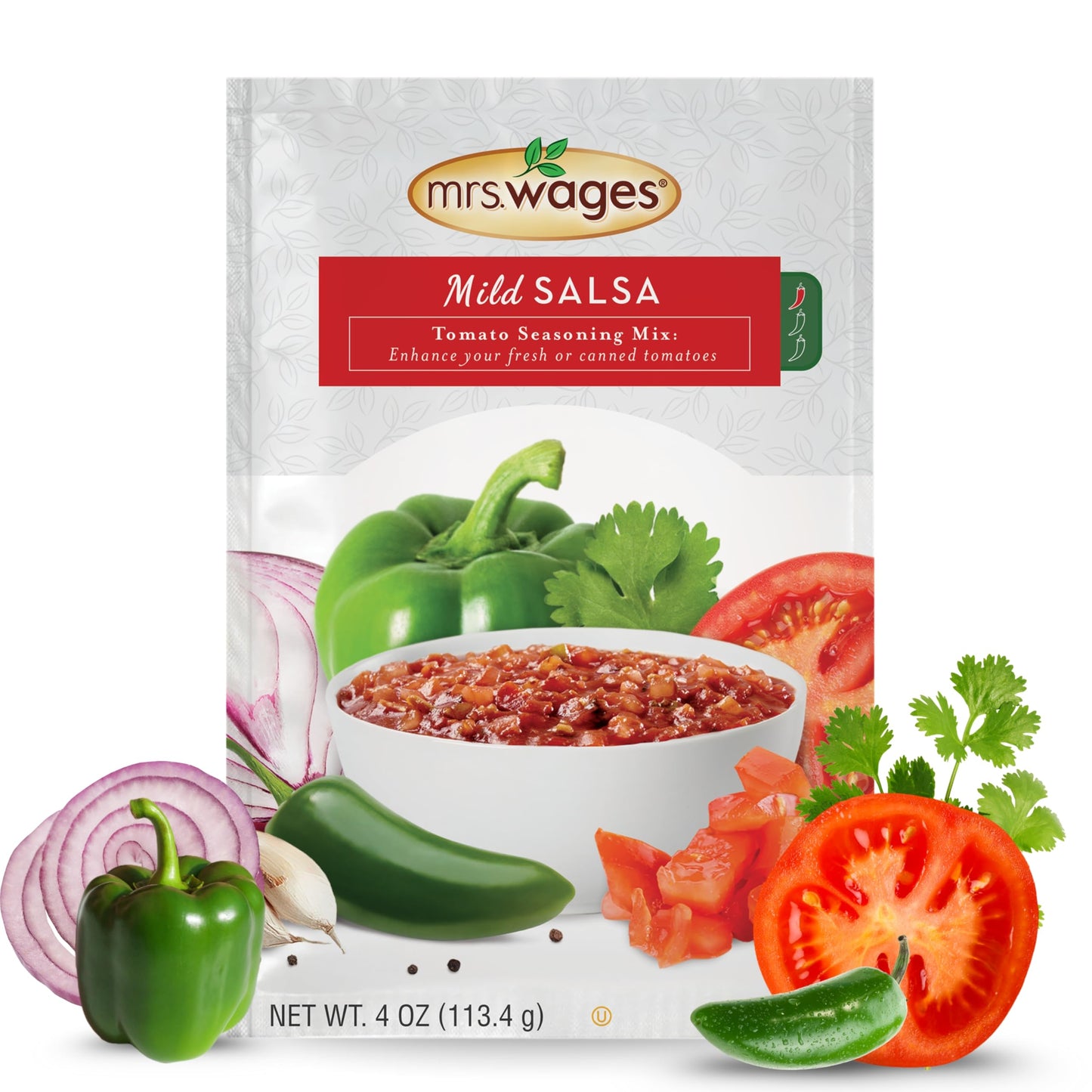 Mrs. Wages Mild Salsa Canning Mix, Easy-To-Use, Simple Homemade Salsa, Mild Spice Flavoring, Enhance Your Tomatoes, 4 oz Packet 