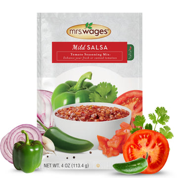 Mrs. Wages Mild Salsa Canning Mix, Easy-To-Use, Simple Homemade Salsa, Mild Spice Flavoring, Enhance Your Tomatoes, 4 oz Packet 