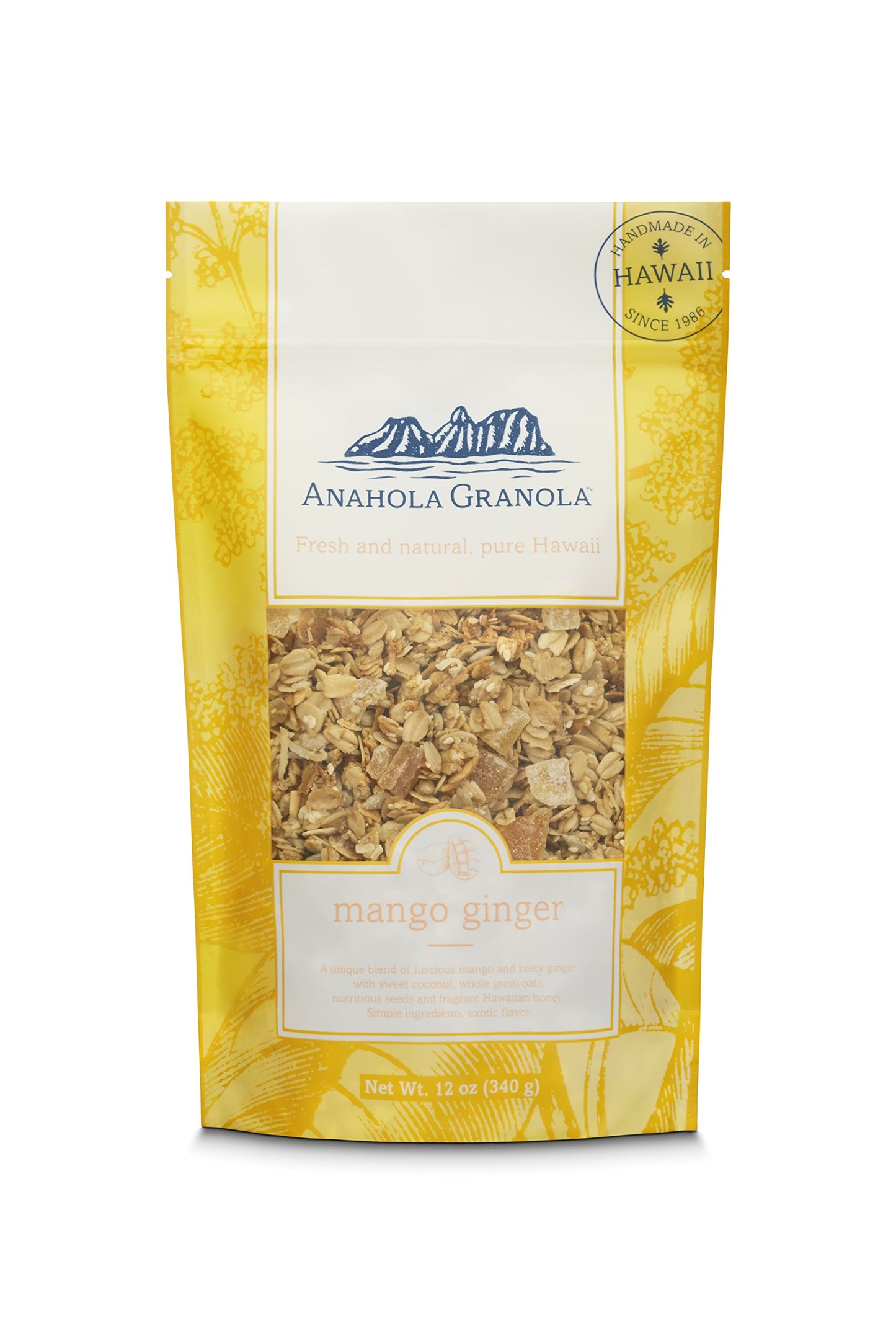 Anahola Granola Mango Ginger 12 oz Granola - Healthy Hawaiian Granola - Ancient Grains With No Sugar Added - Handmade Since 1986