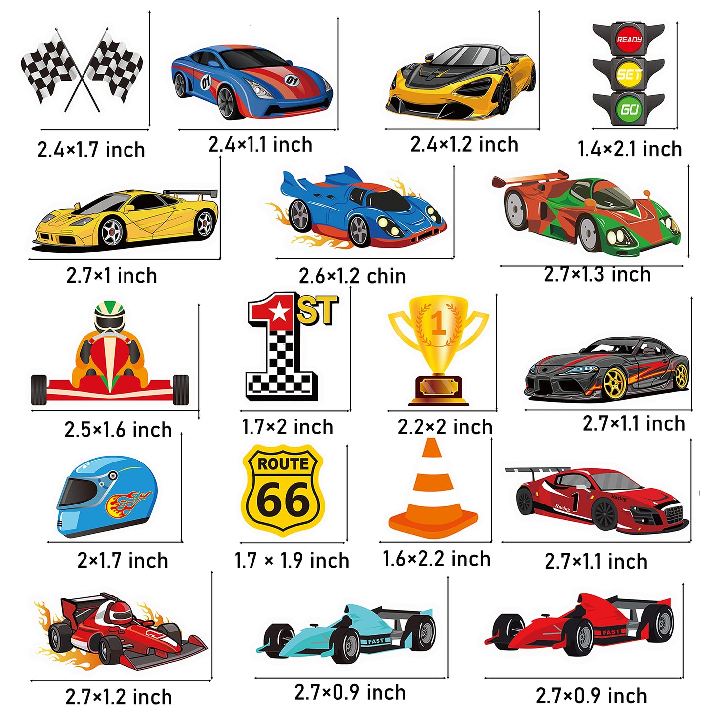 36Pcs Race Car Cupcake Toppers Racing Car Birthday Decorations For Race Car Birthday Party Favors Let'S Go Racing Party Racing C