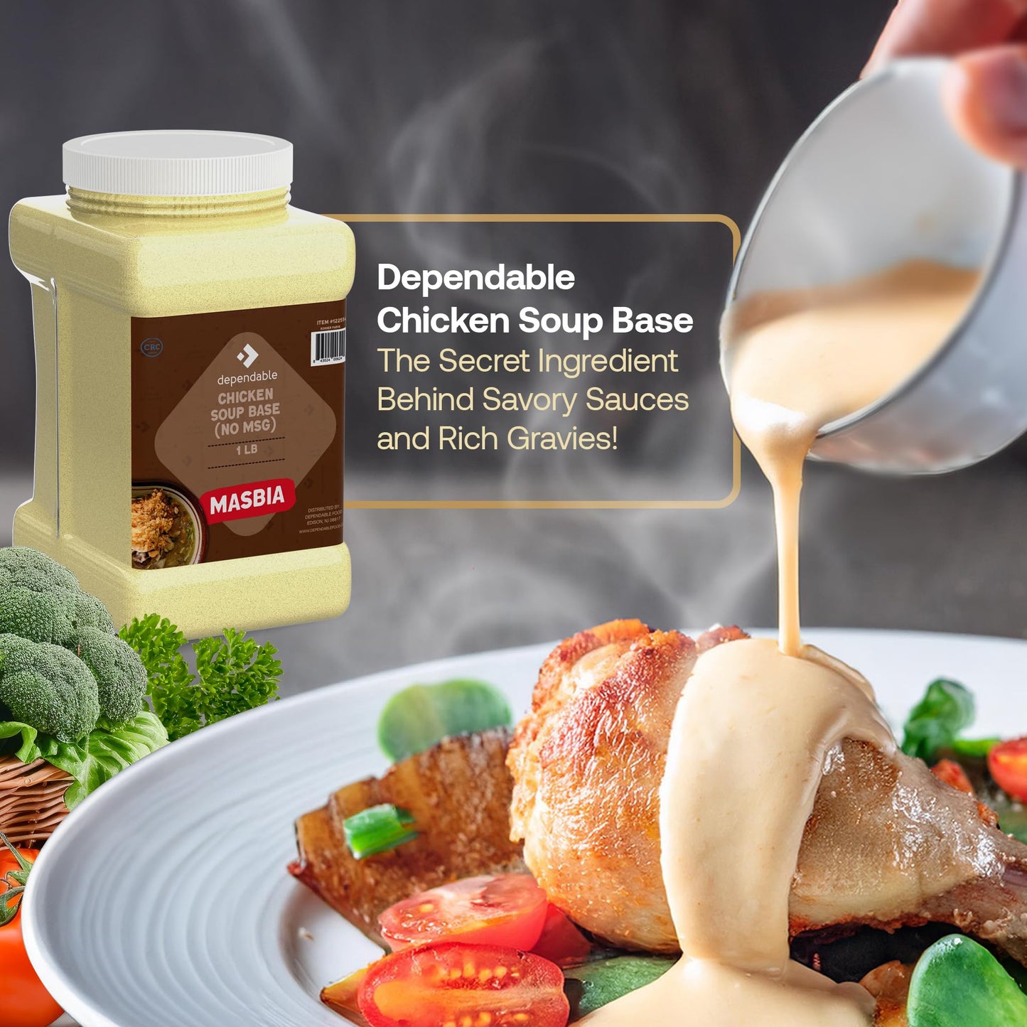 Dependable Food Chicken Soup Base, Chicken Flavor, Gluten Free, 15 Oz Resealable Jar