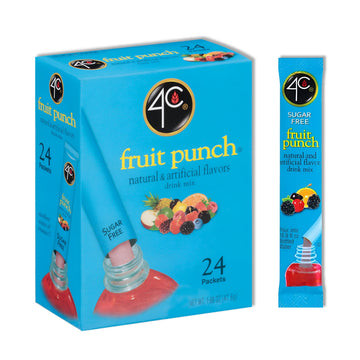 4C Powder Drink Mix, Fruit Punch, Sugar Free, 24 Count, 1.68 Ounce Pack