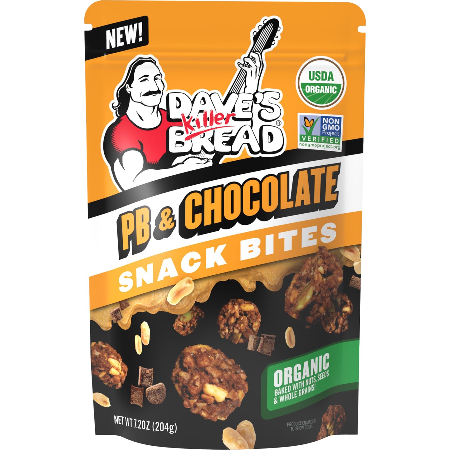 Daves Killer Bread PB & Chocolate Organic Snack Bites, Organic Snacks, 7.2 oz