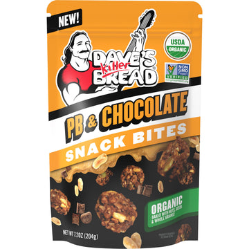 Daves Killer Bread PB & Chocolate Organic Snack Bites, Organic Snacks, 7.2 oz