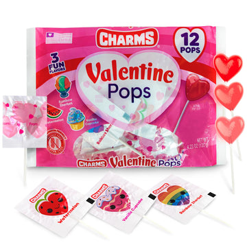 Mother's Day Charms Heart Lollipops, Individually Wrapped Imprinted To & From Classroom Exchange - Multi Flavors Heart Shaped Ca