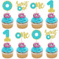24 PCS Sweet One Donut Cupcake Toppers Glitter Donut One Cupcake Picks Donut First Birthday Party Decoration for Sweet Donut The