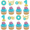 24 PCS Sweet One Donut Cupcake Toppers Glitter Donut One Cupcake Picks Donut First Birthday Party Decoration for Sweet Donut The