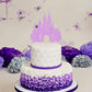EONNCNT Castle Cake Topper - Purple Glitter Cardboard Birthday Decoration, 6.3x8.7