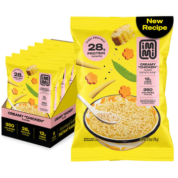 immi Creamy Chicken Ramen, 100% Plant Based, Keto Friendly, High Protein, Low Carb, Packaged Noodle Meal Kit, Ready to Eat, 6 Pa
