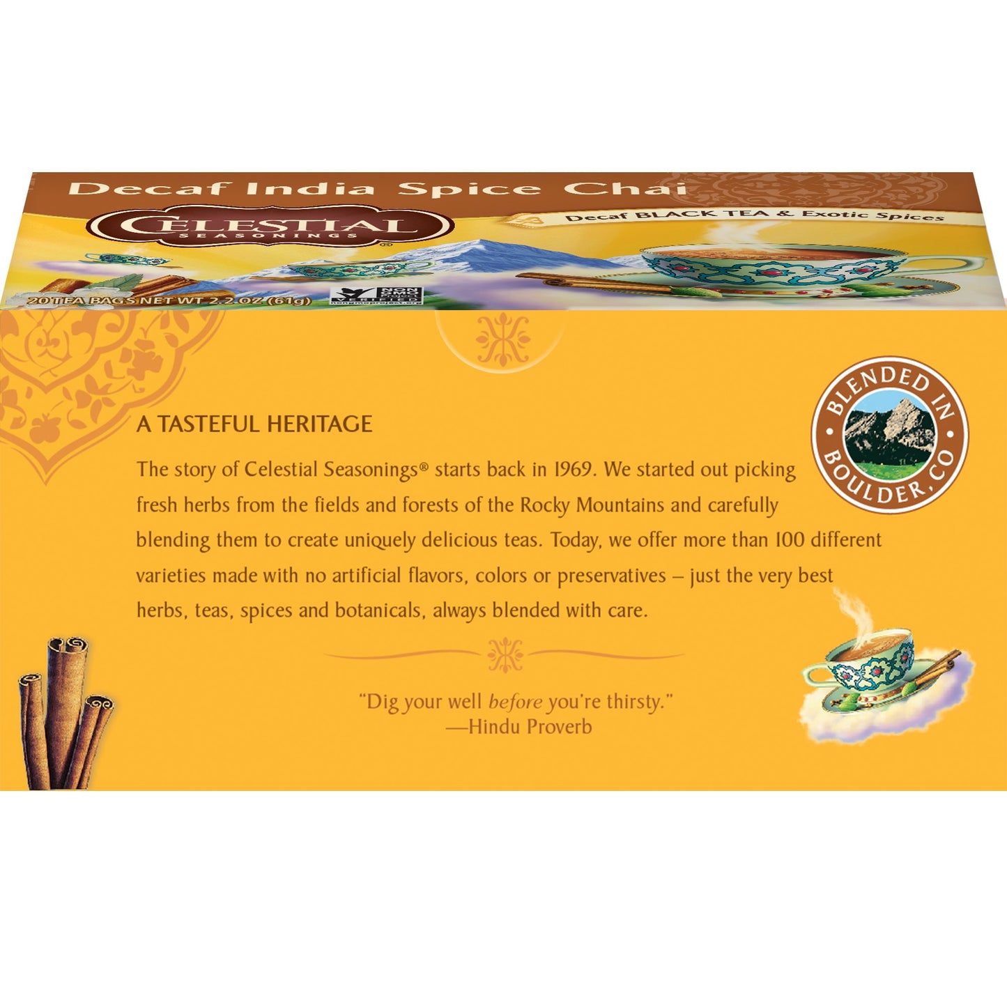 Celestial Seasonings Chai Tea, Decaf India Spice, 20 Count (Pack Of 6)