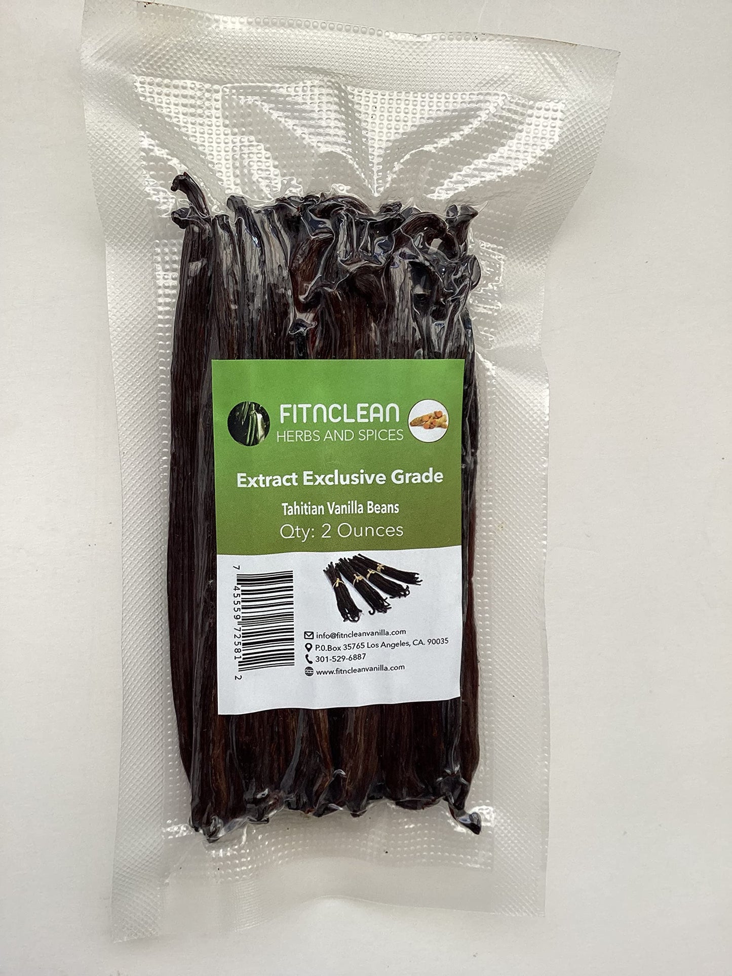 2oz. Tahitian Vanilla Beans Grade B Extract Exclusive (1/8 Lb) Bulk|4''-5'' Whole Natural Raw NON-GMO PODS by FITNCLEAN VANILLA