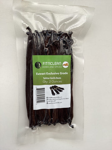 2oz. Tahitian Vanilla Beans Grade B Extract Exclusive (1/8 Lb) Bulk|4''-5'' Whole Natural Raw NON-GMO PODS by FITNCLEAN VANILLA