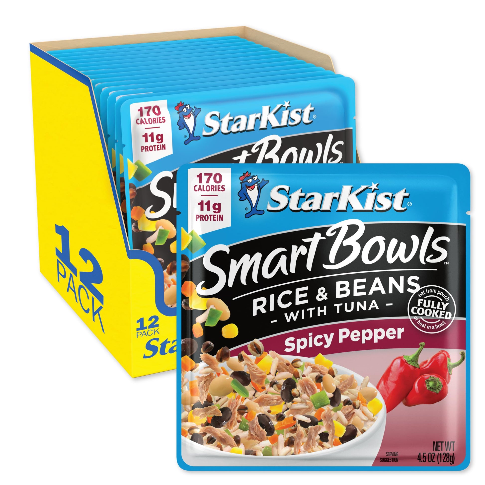 Starkist Smart Bowls Spicy Pepper, 4.5 Oz Pouch (Pack Of 12) – Features Rice & Beans With Wild Caught Light Tuna