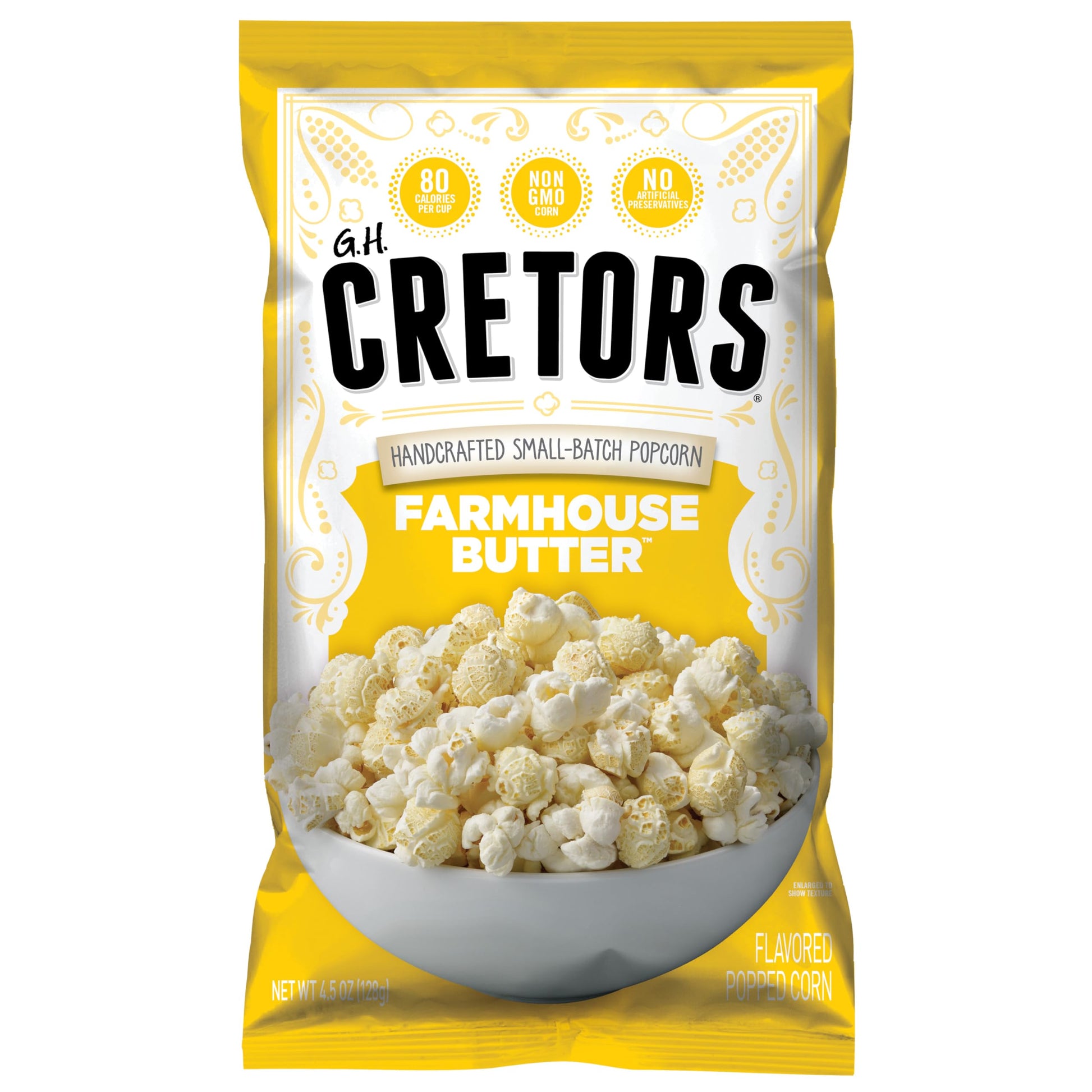 G.H. Cretors Popcorn Farmhouse Butter, 12 Pack, 4.5 oz Each, Snack Size