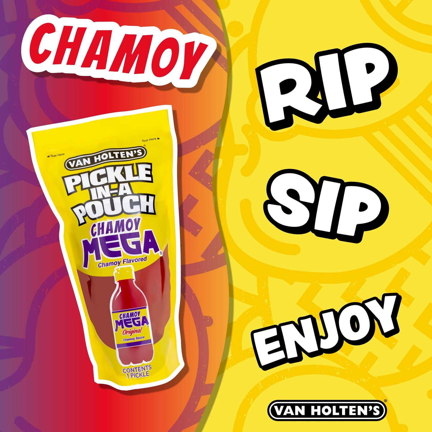 Van Holten'S Pickles - Jumbo Chamoy Pickle-In-A-Pouch - 12 Pack