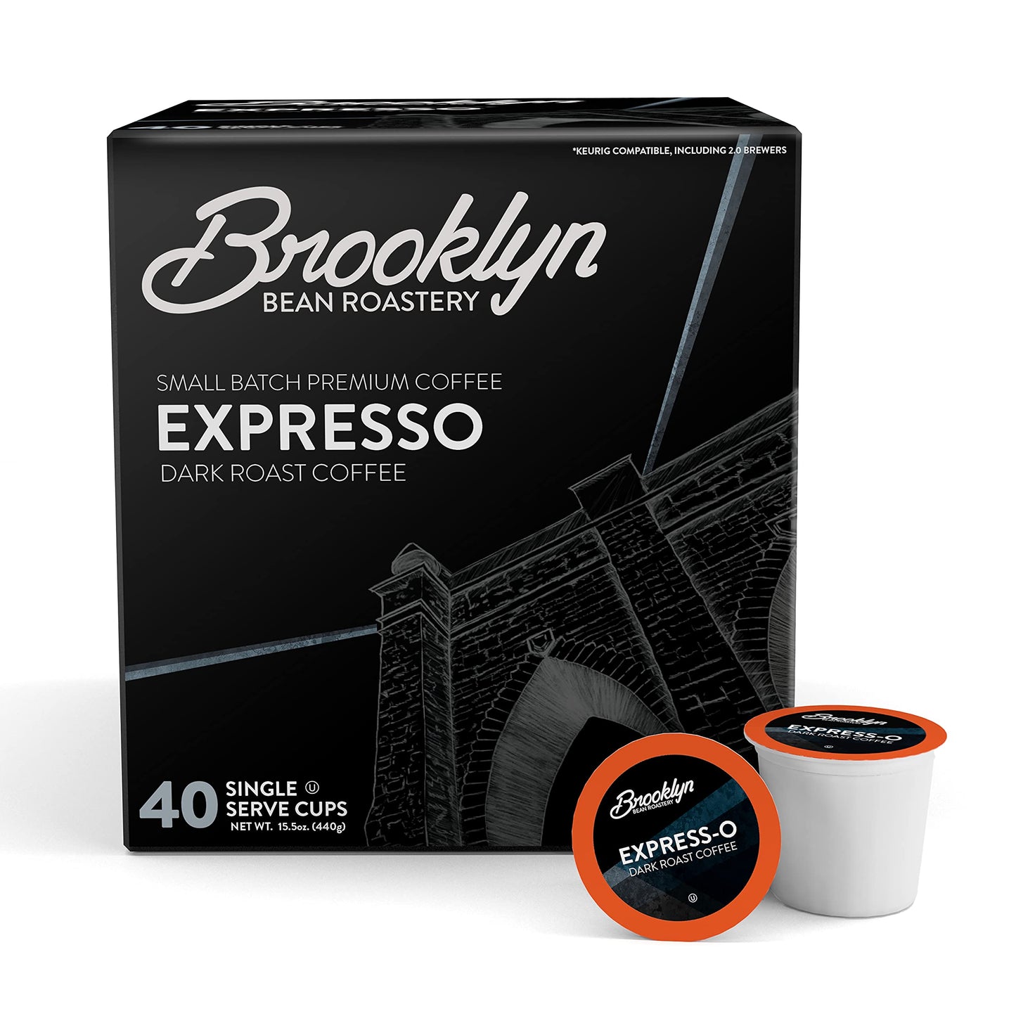 Brooklyn Beans Express-O Coffee Pods, Compatible with 2.0 Keurig, 40 Count, Pack of 1, Color: Express-o