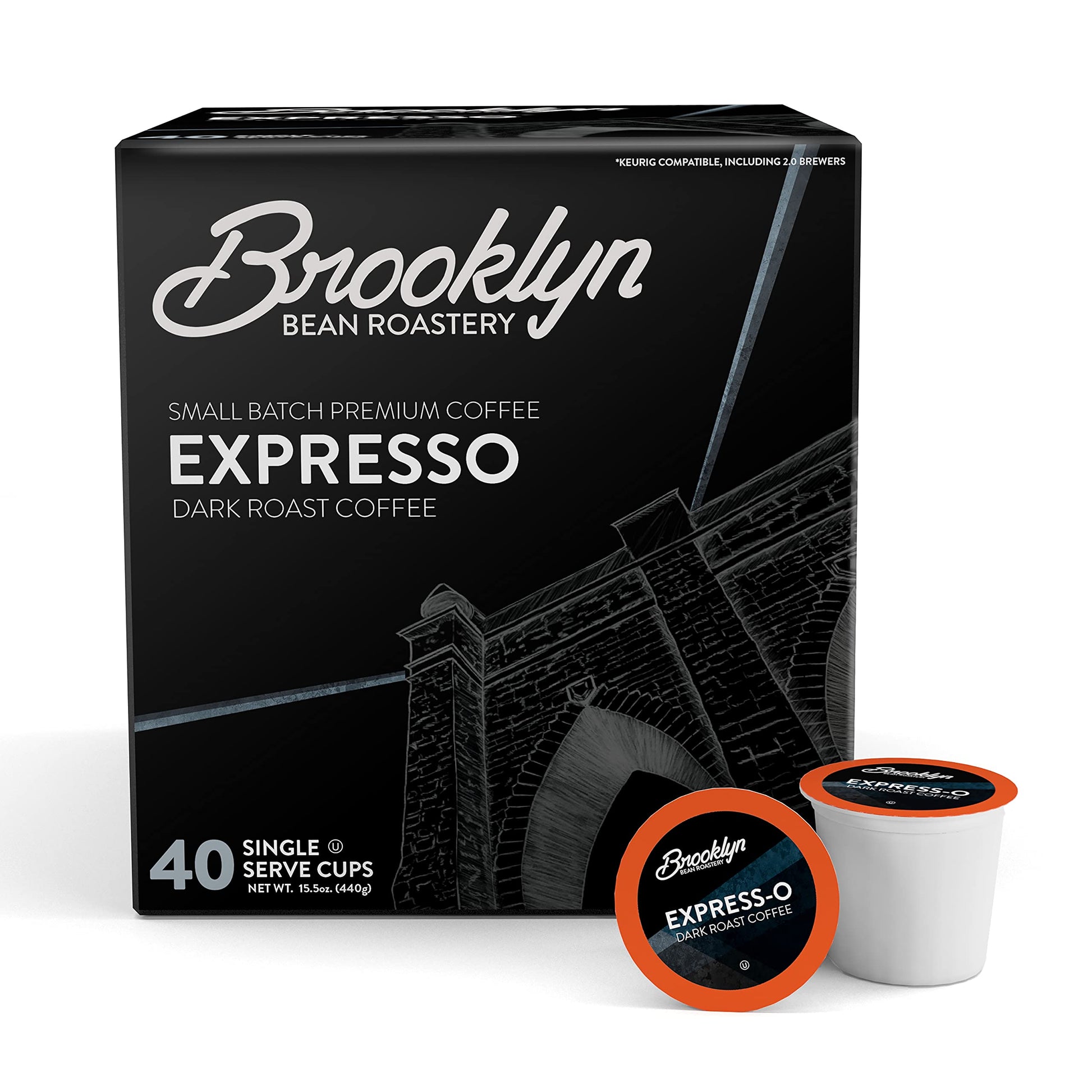 Brooklyn Beans Express-O Coffee Pods, Compatible with 2.0 Keurig, 40 Count, Pack of 1, Color: Express-o