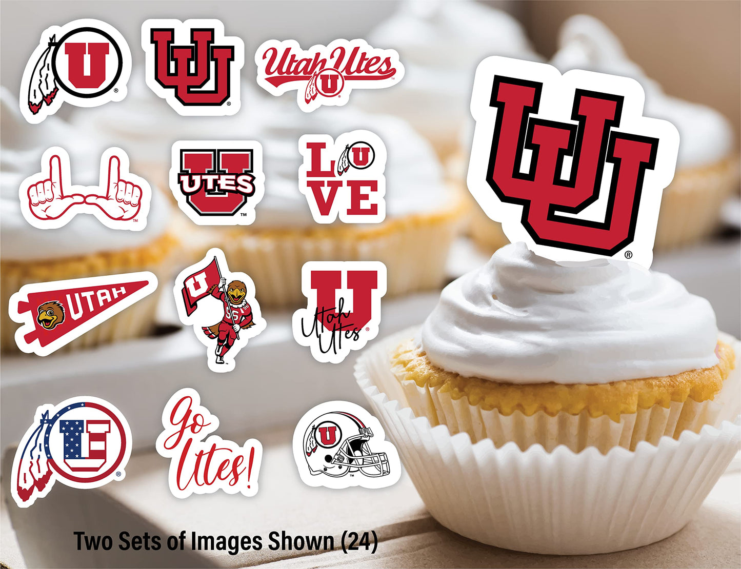 University Of Utah Utes Cupcake Toppers (24 Pcs) University Of Utah Party Supplies For Football Tailgating, Birthday Party, Utah
