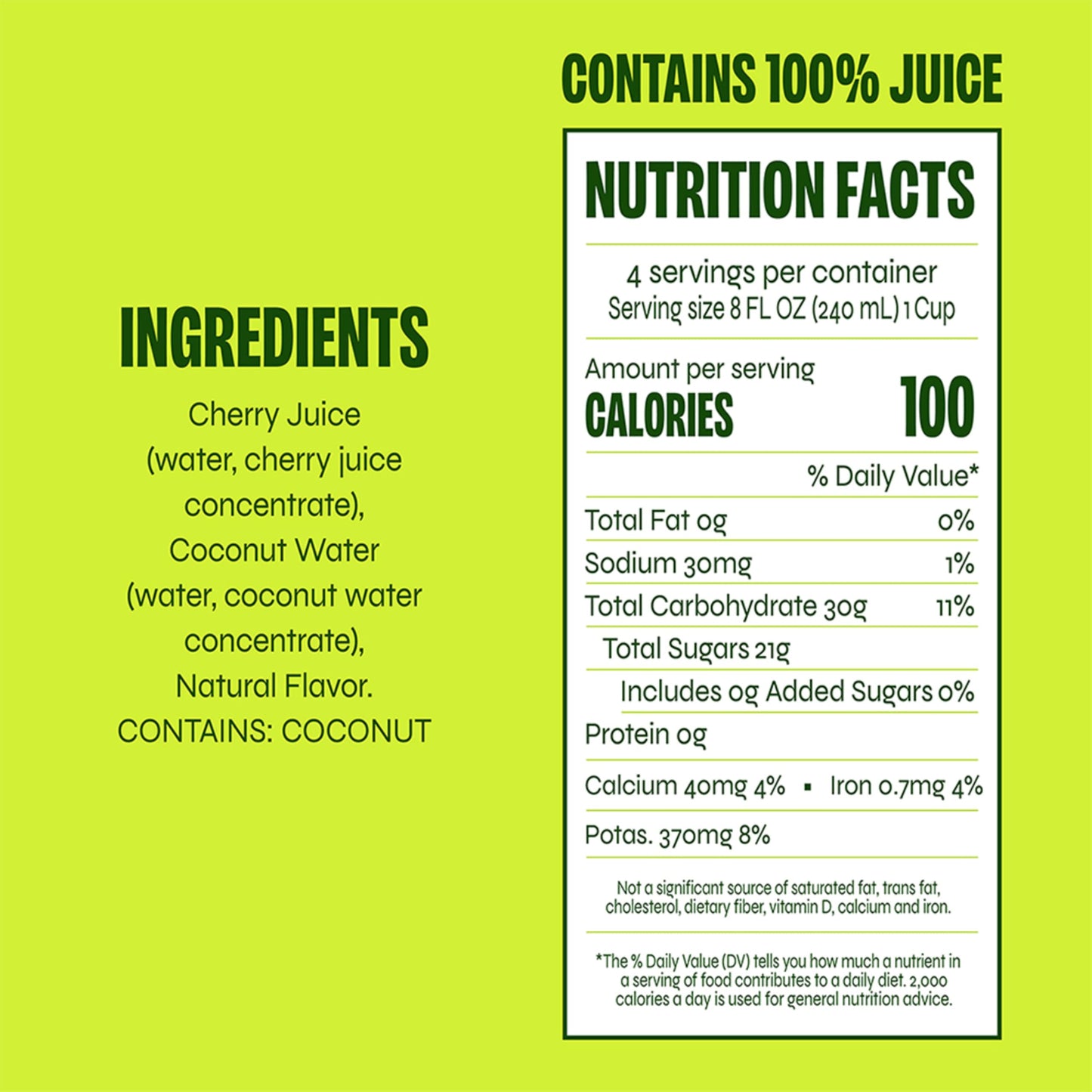 REVL FRUITS 100% Juice Tart Cherry, No Added Sugar, 32 Fl Oz Carton