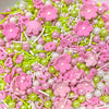 Flowers Sprinkles for Cake Decorating, 15 Pink Flowers Icing Decorations - 7 oz Easter Pastel Sprinkles Green Pink Sugar Pearls 