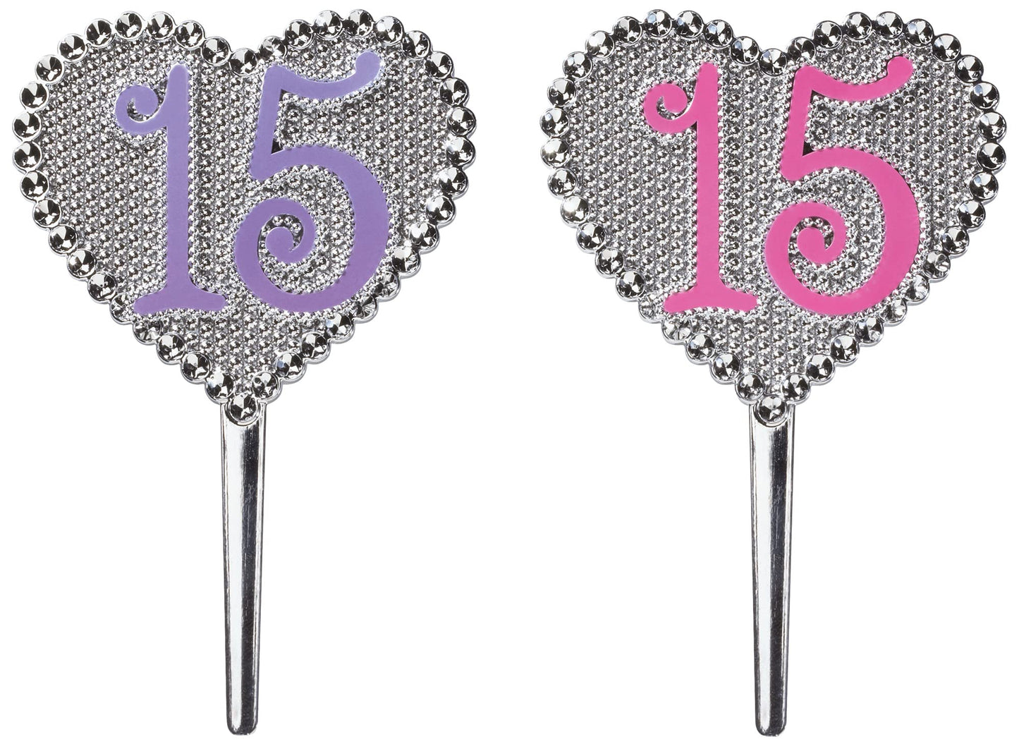 Decopac La Quinceaera Pink And Purple 15    Cake Picks, 24-Pack, Cupcake Topper, Reusable Decorations For Cakes, Cupcakes And Ot