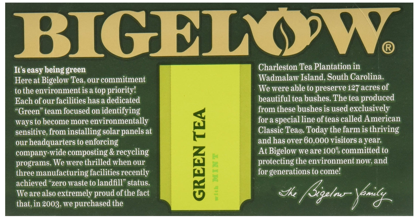 Bigelow Tea Green Tea With Mint, 20 Ct