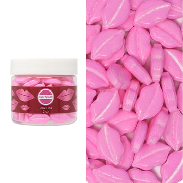 Mystic Sprinkles Valentine's Day Themed Candy Shapes Sprinkles (Pink Lips, 2oz Jar)