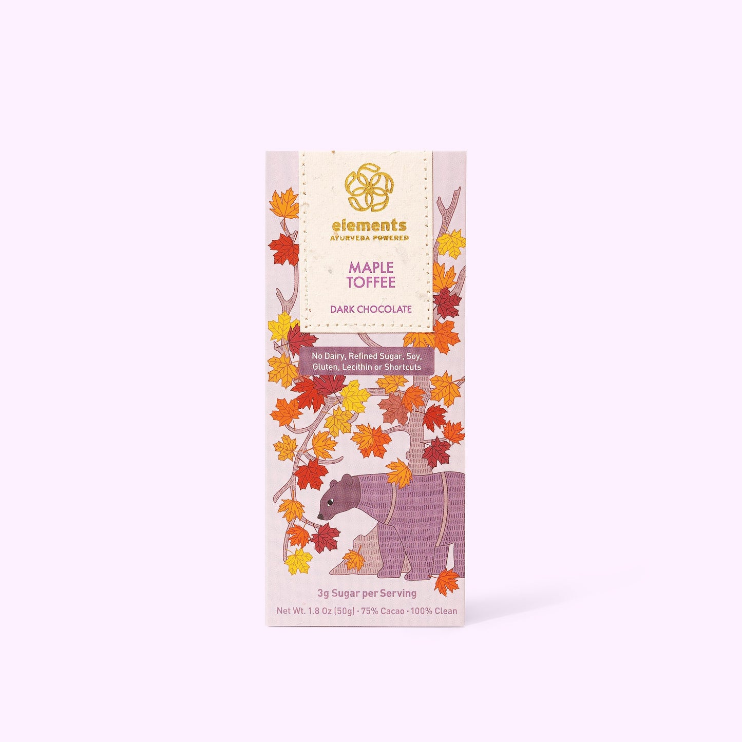 Elements Truffles Maple Toffee W/Moringa - Heavy Metal Tested- Dairy Free Chocolate Bars - Paleo, Gluten Free, Non-Gmo, Raw, Org
