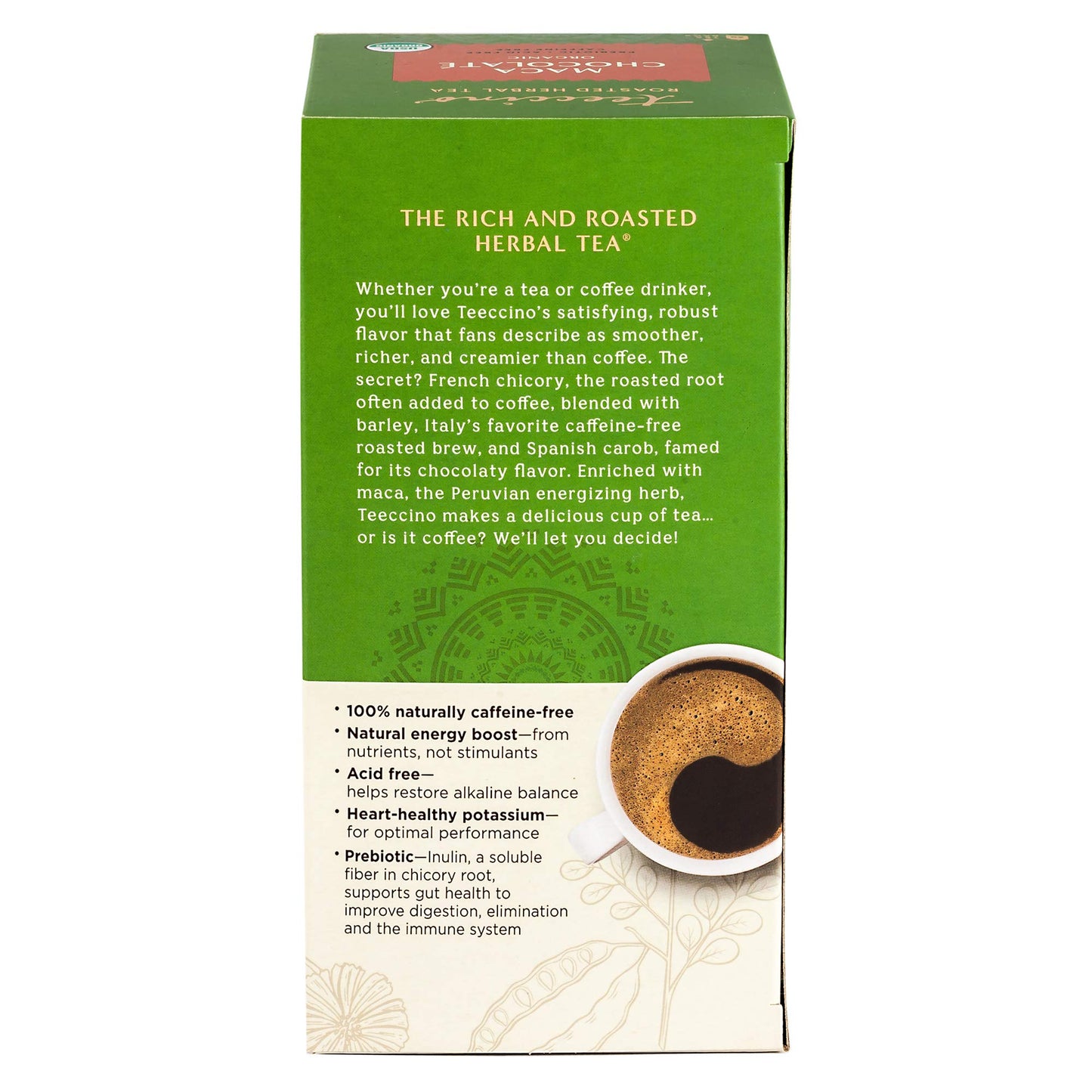 Teeccino Maca Chocolaté Herbal Tea - Caffeine Free, Prebiotic, 25 Tea Bags (Pack of 3)