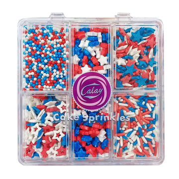 Sentovac Patriotic Sprinkles Red White and Blue Nonpareils Jimmies Star Mix Edible Sprinkle for Cake Decorating Candy Cookie Bak