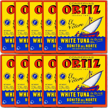 Ortiz Tuna In Olive Oil, 3.24Oz Tins 10 Pack | Superior Canned Tuna In Olive Oil | Ortiz White Tuna In Olive Oil [3.95Oz/92Gr X 10 Tins]