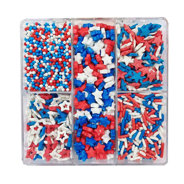 Sentovac Patriotic Sprinkles Red White And Blue Nonpareils Jimmies Star Mix Edible Sprinkle For Cake Decorating Candy Cookie Bak