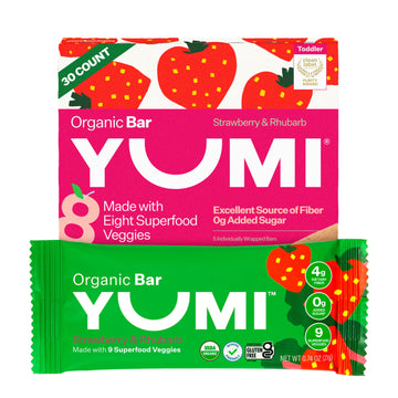 Yumi Organic Toddler Snacks Bars - Gluten-Free, No Added Sugar, 7+ Vegetables, Soft-Baked Crust, Yumi Bars Healthy Toddler Organ