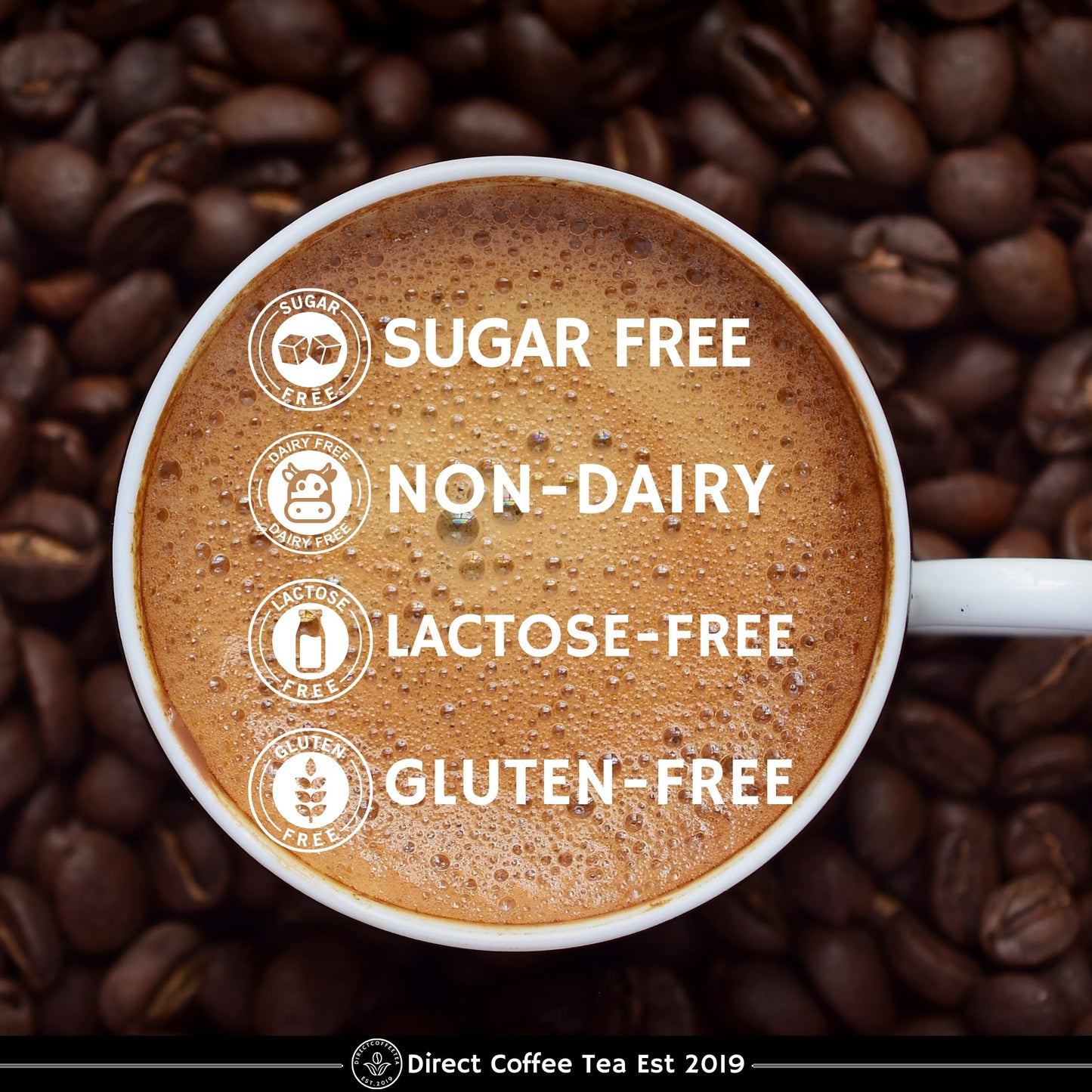 Zero Sugar Powder Coffee Creamer Variety - French Vanilla, Vanilla Caramel & Hazelnut With Direct Coffee Tea Est 2019 Spoon, Non