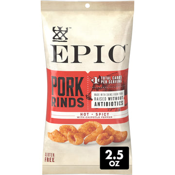 Epic Pork Rinds Hot And Spicy Chipotle Pepper Keto Friendly Snack 2.5 Oz